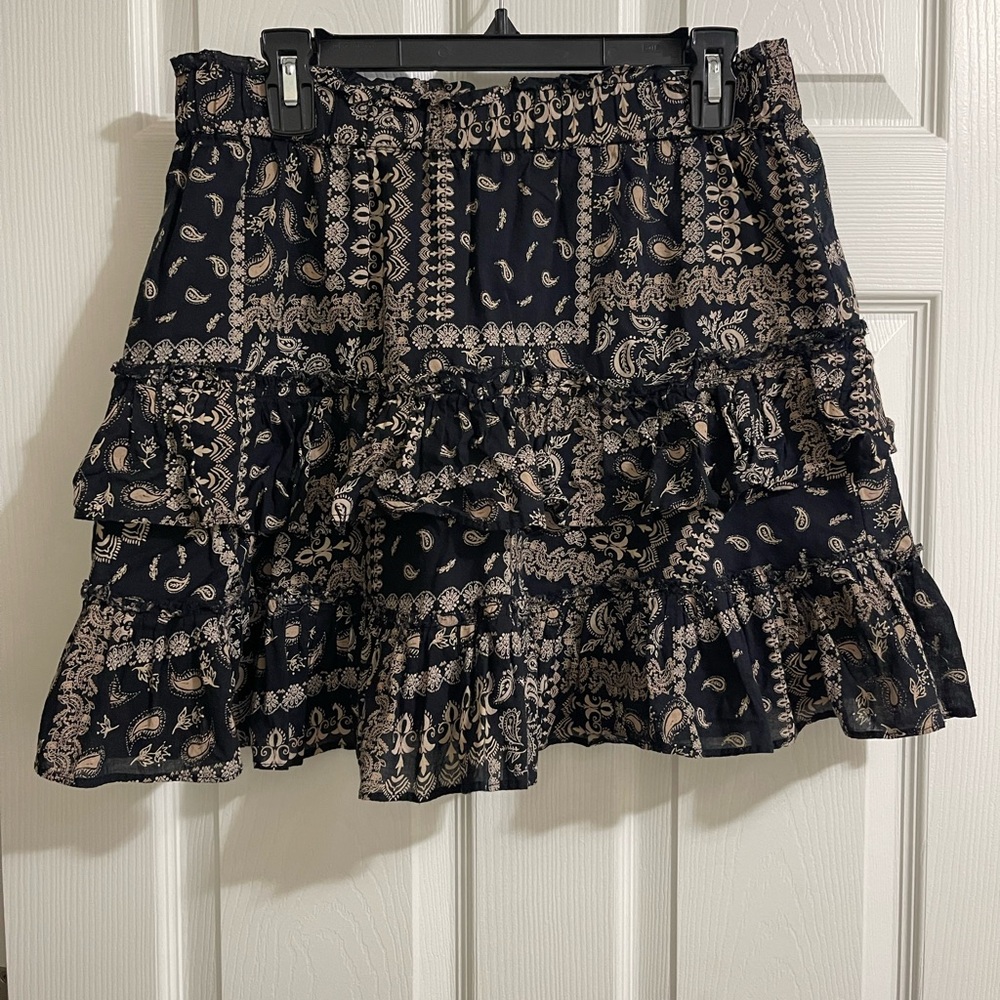 Free People Paisley Print Ruffle Skirt